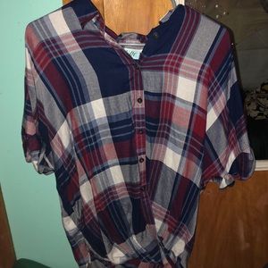 Flannel shirt sleeve top